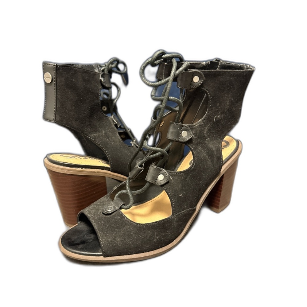 Suede Lace-Up Heels